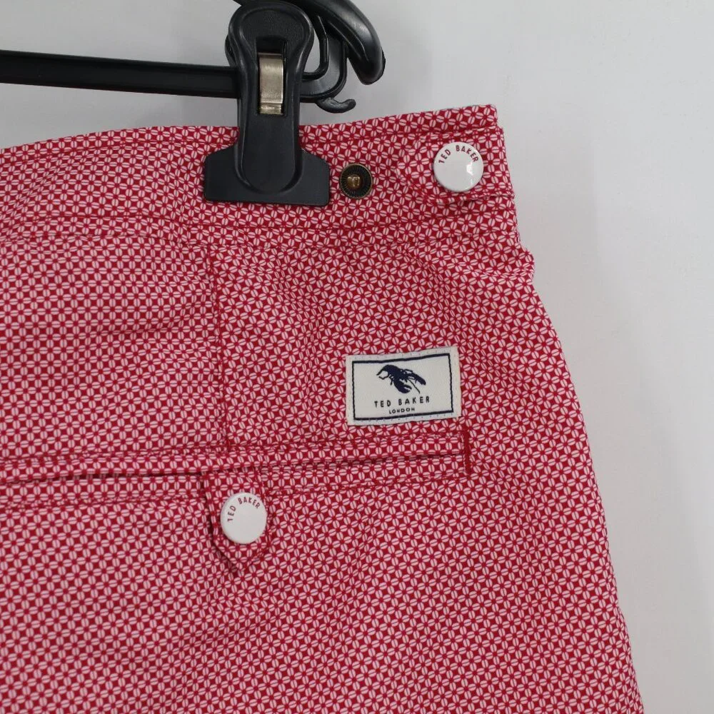 NWT TED BAKER Gatley Swim Trunks Mens 5 pink mesh Lined Lobster Geo Print shorts